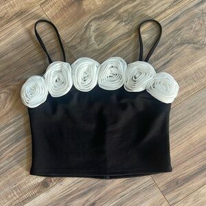 Black & White Rose Top